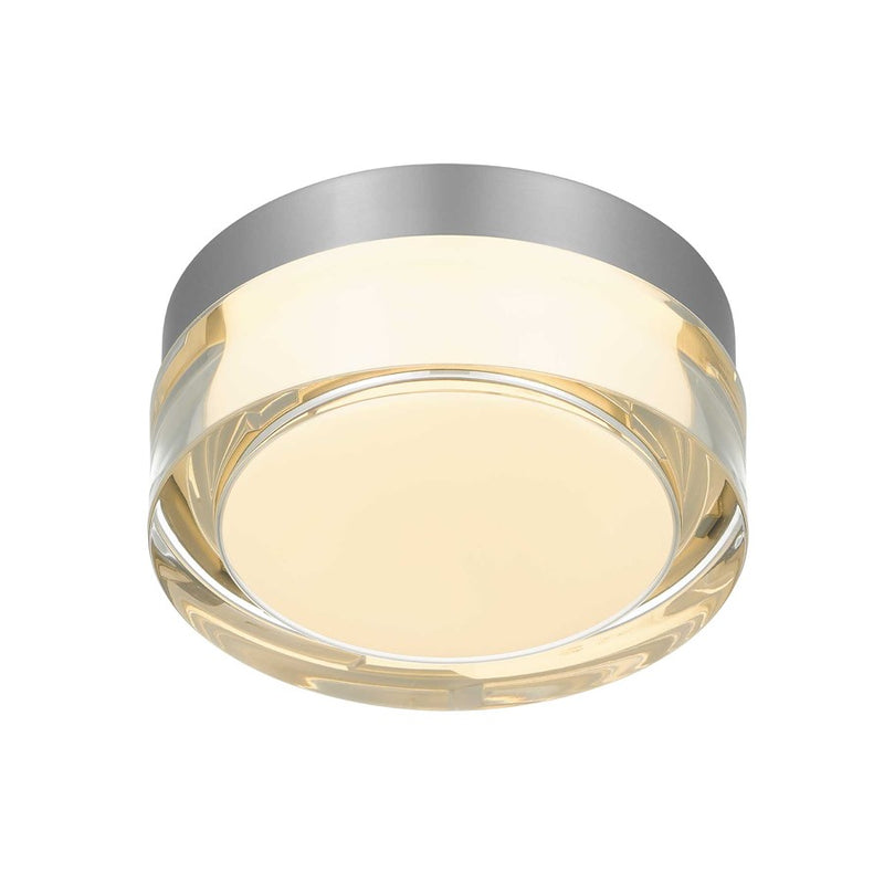 Alteck Sunspot 6in 1-Light Outdoor Flush Mount | Contemporary Brushed Stainless Steel and Clear Acrylic | Covered Patio | Model AFM0016-3CCT-W-BSS