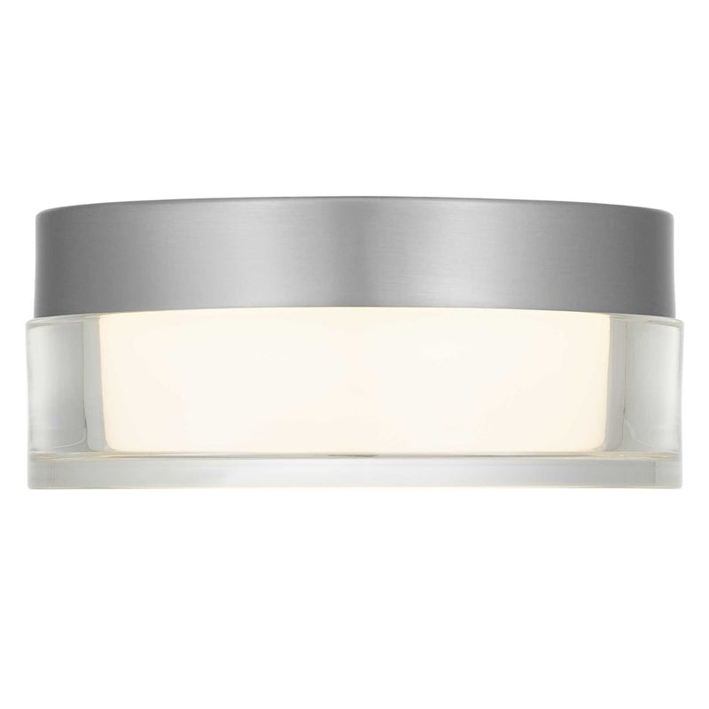 Alteck Sunspot 6in 1-Light Outdoor Flush Mount | Contemporary Brushed Stainless Steel and Clear Acrylic | Covered Patio | Model AFM0016-3CCT-W-BSS
