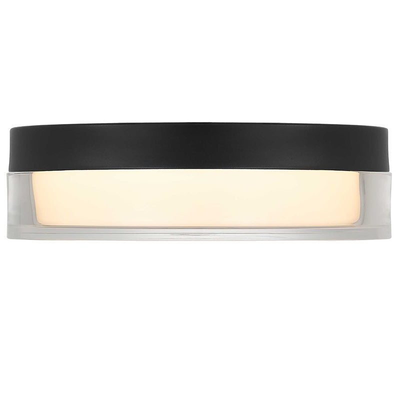 Alteck Sunspot 9in 1-Light LED Outdoor Flush Mount | Minimalist Sand Black Stainless Steel and Clear Acrylic | Porch | Model AFM0017-3CCT-W-BK
