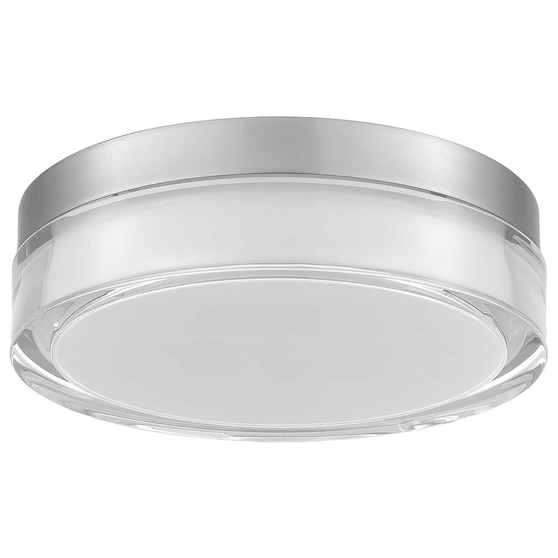 Alteck Sunspot 9in 1-Light Outdoor Flush Mount | Contemporary Brushed Stainless Steel and Clear Acrylic | Entryway | Model AFM0017-3CCT-W-BSS