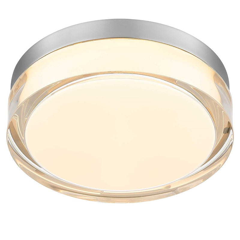 Alteck Sunspot 9in 1-Light Outdoor Flush Mount | Contemporary Brushed Stainless Steel and Clear Acrylic | Entryway | Model AFM0017-3CCT-W-BSS