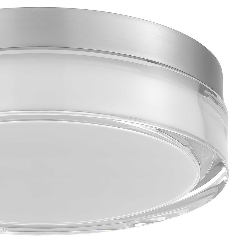 Alteck Sunspot 9in 1-Light Outdoor Flush Mount | Contemporary Brushed Stainless Steel and Clear Acrylic | Entryway | Model AFM0017-3CCT-W-BSS