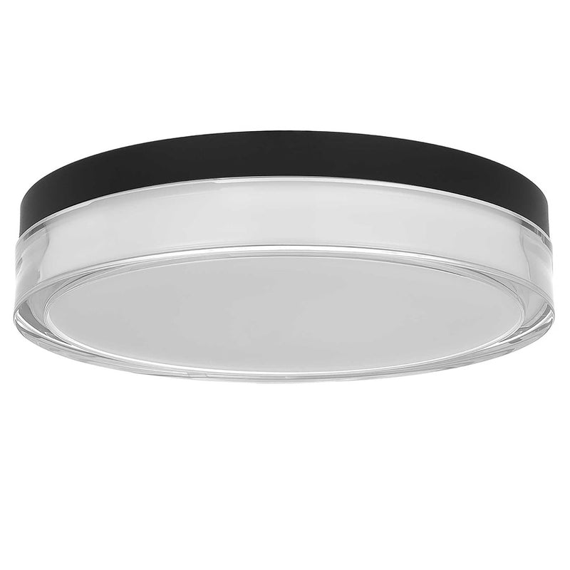 Alteck Sunspot 12in 1-Light Outdoor Flush Mount | Minimalist Sand Black and Frosted Acrylic | Hallway & Covered Patio | Model AFM0018-3CCT-W-BK