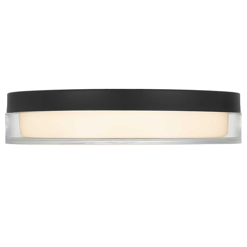 Alteck Sunspot 12in 1-Light Outdoor Flush Mount | Minimalist Sand Black and Frosted Acrylic | Hallway & Covered Patio | Model AFM0018-3CCT-W-BK