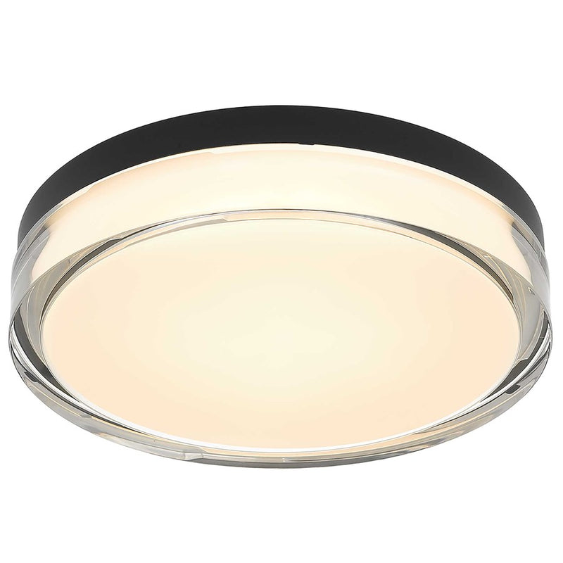 Alteck Sunspot 12in 1-Light Outdoor Flush Mount | Minimalist Sand Black and Frosted Acrylic | Hallway & Covered Patio | Model AFM0018-3CCT-W-BK
