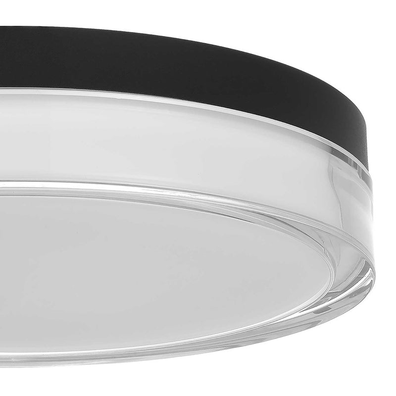 Alteck Sunspot 12in 1-Light Outdoor Flush Mount | Minimalist Sand Black and Frosted Acrylic | Hallway & Covered Patio | Model AFM0018-3CCT-W-BK