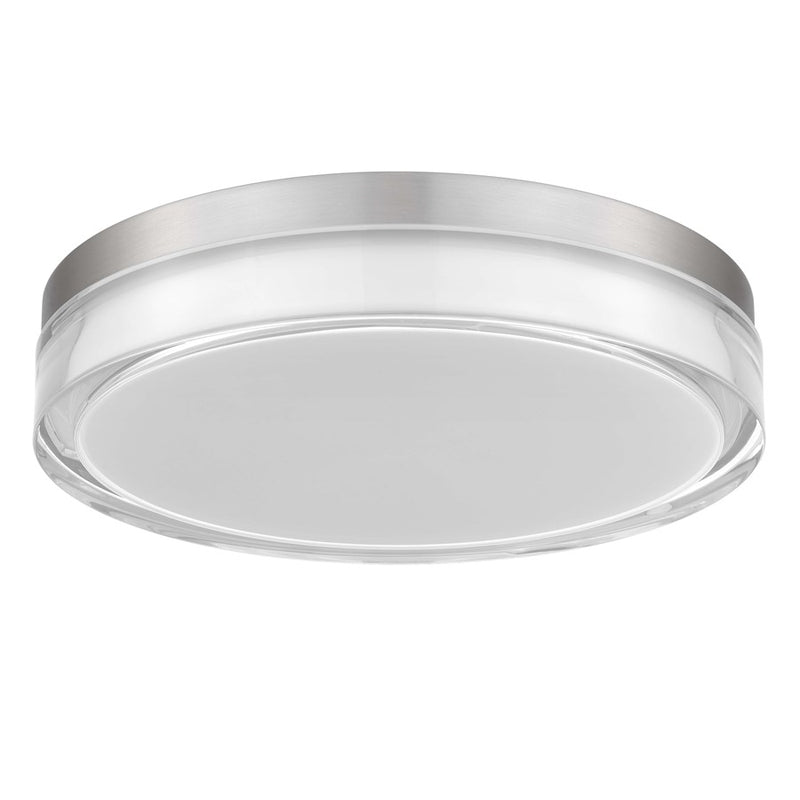 Alteck Sunspot 12in 1-Light LED Outdoor Flush Mount | Contemporary Brushed Stainless Steel and Frosted Acrylic | Entryway | Model AFM0018-3CCT-W-BSS