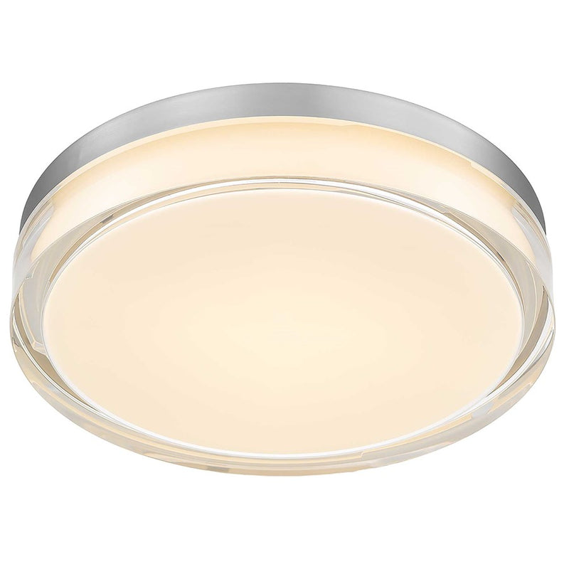 Alteck Sunspot 12in 1-Light LED Outdoor Flush Mount | Contemporary Brushed Stainless Steel and Frosted Acrylic | Entryway | Model AFM0018-3CCT-W-BSS