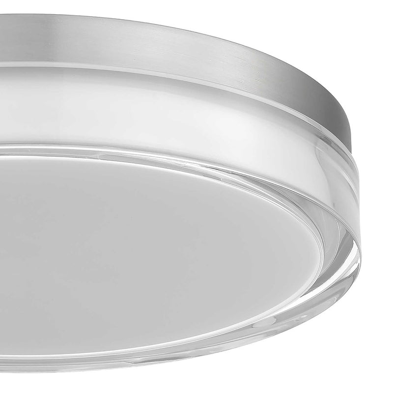 Alteck Sunspot 12in 1-Light LED Outdoor Flush Mount | Contemporary Brushed Stainless Steel and Frosted Acrylic | Entryway | Model AFM0018-3CCT-W-BSS