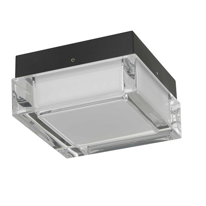 Alteck Box 5in 1-Light LED Outdoor Flush Mount | Contemporary Sand Black Stainless Steel and Acrylic | Covered Patio | Model AFM0019-3CCT-W-BK