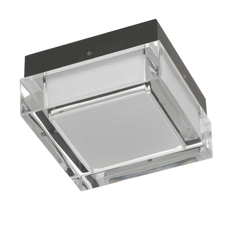 Alteck Box 5in 1-Light LED Outdoor Flush Mount | Contemporary Sand Black Stainless Steel and Acrylic | Covered Patio | Model AFM0019-3CCT-W-BK