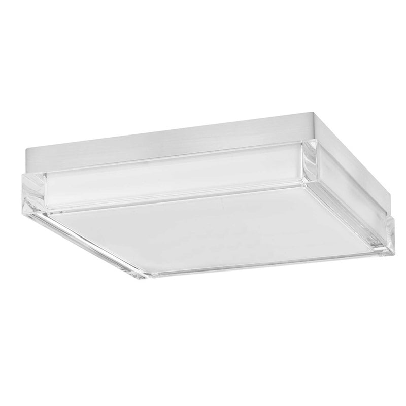 Alteck Box 11in LED Outdoor Flush Mount | Contemporary Brushed Stainless Steel and Clear Acrylic | Entryway & Covered | Model AFM0021-3CCT-W-BSS