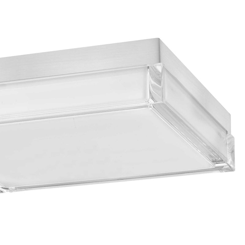Alteck Box 11in LED Outdoor Flush Mount | Contemporary Brushed Stainless Steel and Clear Acrylic | Entryway & Covered | Model AFM0021-3CCT-W-BSS