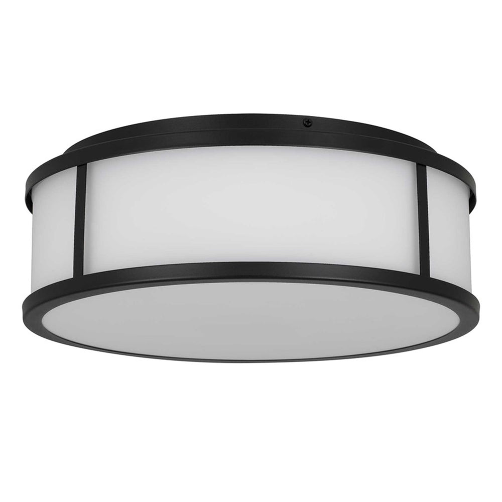 Alteck Panel Rnd 14" LED Outdoor Mount, Black/Etched, Black