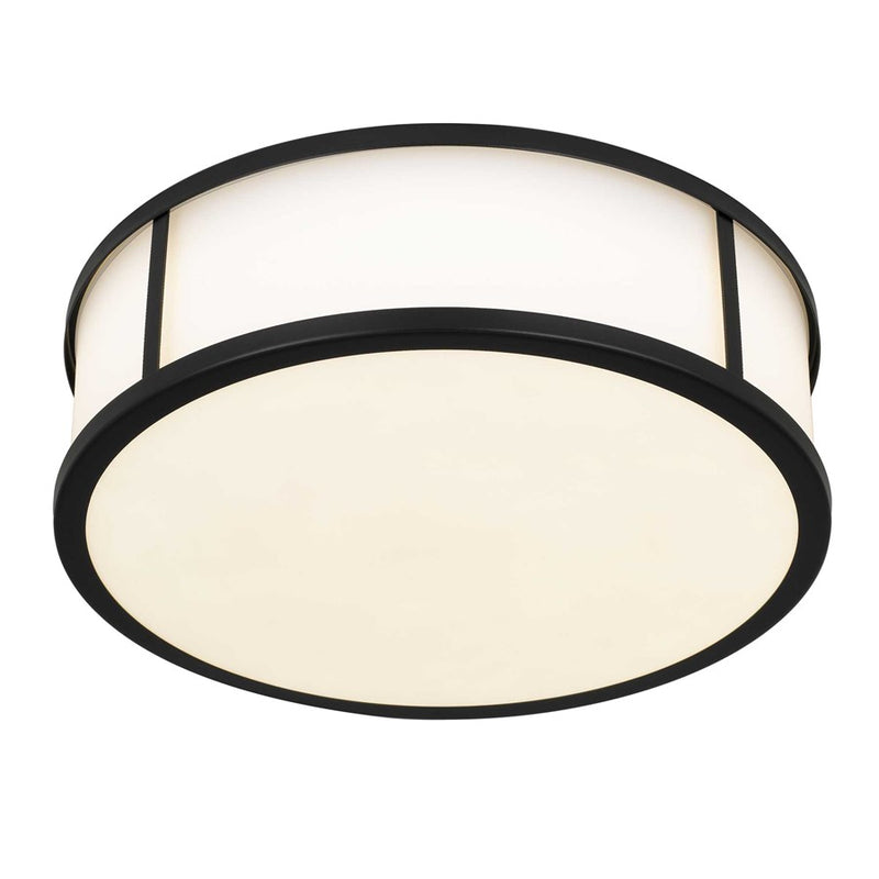 Alteck Panel Round 14in 1-Light LED Outdoor Flush Mount | Contemporary Sand Black Stainless Steel | Covered Patio | Model AFM0023-3CCT-W-BK