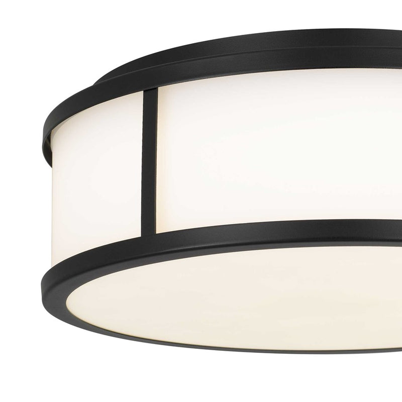 Alteck Panel Round 14in 1-Light LED Outdoor Flush Mount | Contemporary Sand Black Stainless Steel | Covered Patio | Model AFM0023-3CCT-W-BK