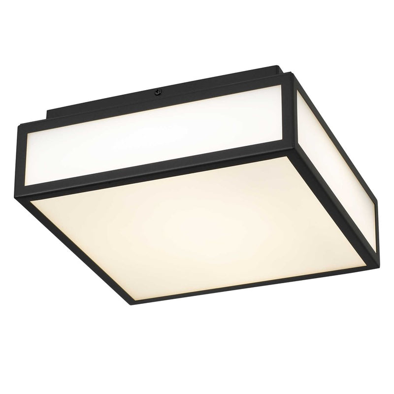 Alteck Panel Square 10in 1-Light LED Outdoor Flush Mount | Contemporary Sand Black Stainless Steel | Entryway & Patio | Model AFM0024-3CCT-W-BK