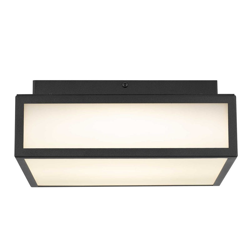 Alteck Panel Square 10in 1-Light LED Outdoor Flush Mount | Contemporary Sand Black Stainless Steel | Entryway & Patio | Model AFM0024-3CCT-W-BK