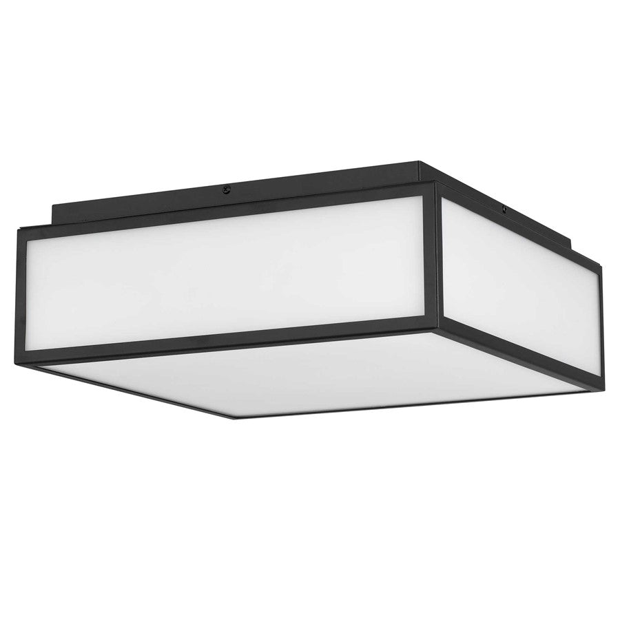 Alteck Panel Sq 14" LED Outdoor Mount, Black/White, Black - AFM0025-3CCT-W-BK