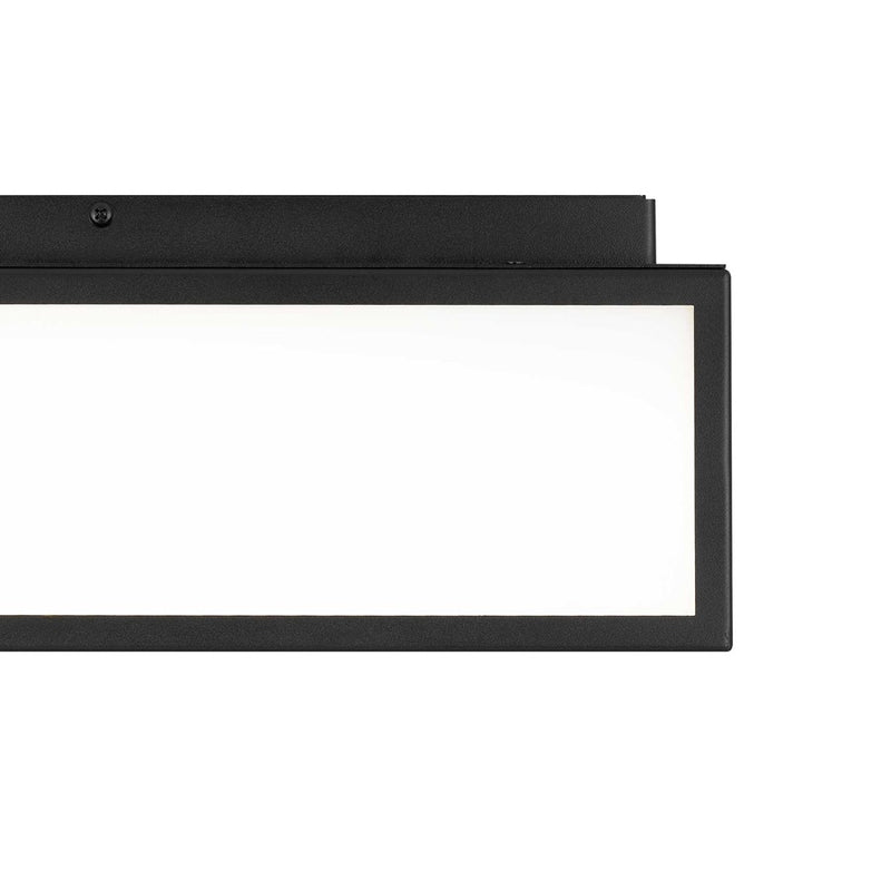 Alteck Panel Square 14in 1-Light Outdoor Flush Mount | Contemporary Sand Black Stainless Steel and Etched White Glass | Model AFM0025-3CCT-W-BK