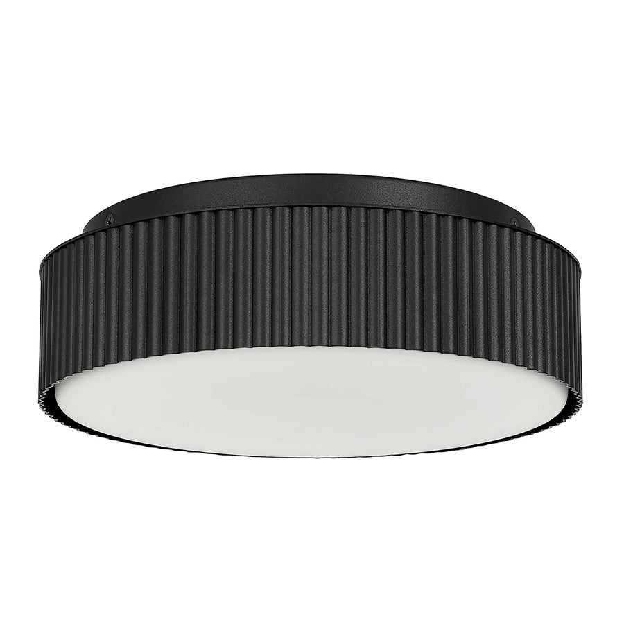 Alteck Ch 9" LED Outdoor Mount, Black/White Opal, Sand Black