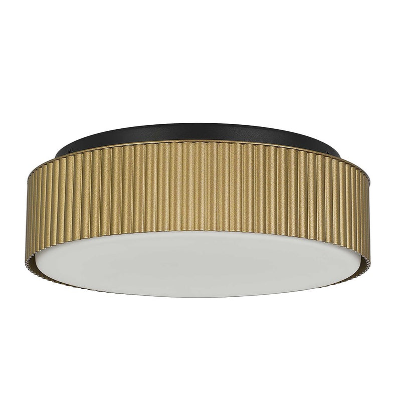 Alteck Channel 9in 1-Light Outdoor Flush Mount | Art Deco Sand Black and Etched White Opal Glass | Hallway & Covered | Model AFM0064-5CCT-W-BK-PB