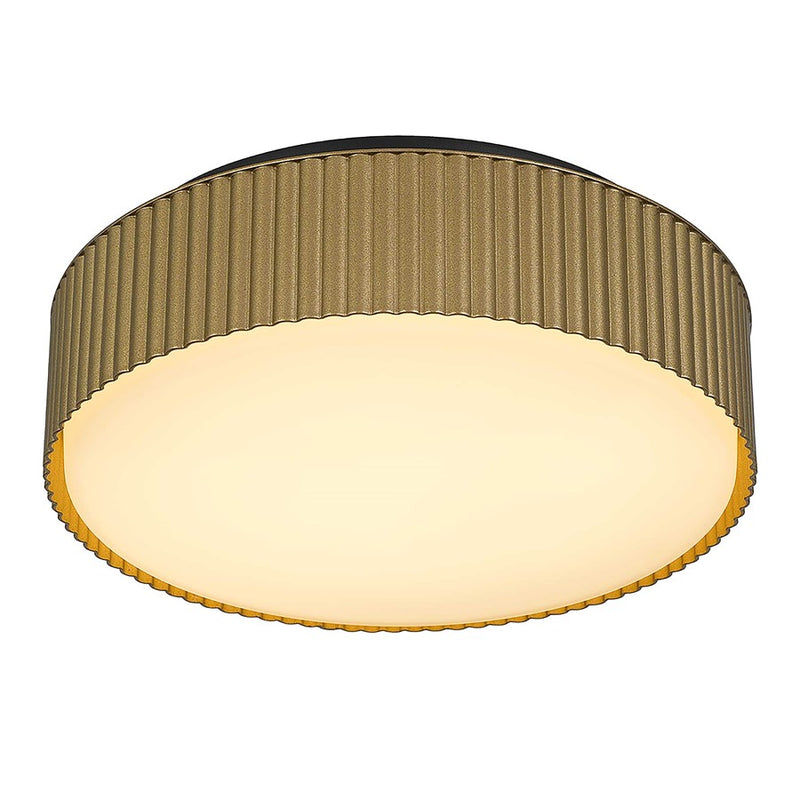 Alteck Channel 9in 1-Light Outdoor Flush Mount | Art Deco Sand Black and Etched White Opal Glass | Hallway & Covered | Model AFM0064-5CCT-W-BK-PB