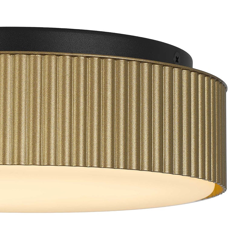 Alteck Channel 9in 1-Light Outdoor Flush Mount | Art Deco Sand Black and Etched White Opal Glass | Hallway & Covered | Model AFM0064-5CCT-W-BK-PB