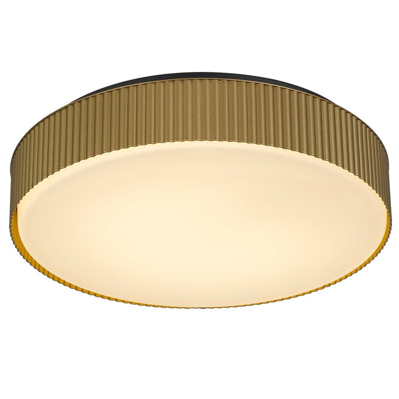 Alteck Channel 13in LED Outdoor Flush Mount | Contemporary Sand Black and Etched White Opal Glass | Covered Patio | Model AFM0065-5CCT-W-BK-PB