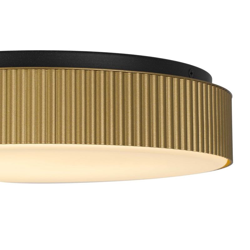 Alteck Channel 13in LED Outdoor Flush Mount | Contemporary Sand Black and Etched White Opal Glass | Covered Patio | Model AFM0065-5CCT-W-BK-PB
