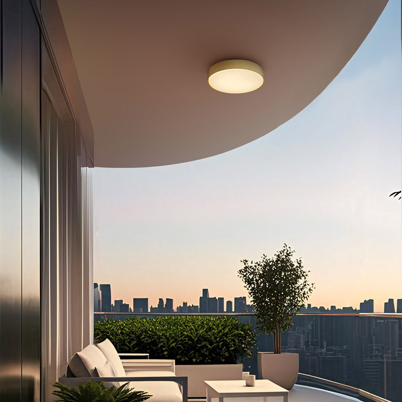 Alteck Channel 13in LED Outdoor Flush Mount | Contemporary Sand Black and Etched White Opal Glass | Covered Patio | Model AFM0065-5CCT-W-BK-PB