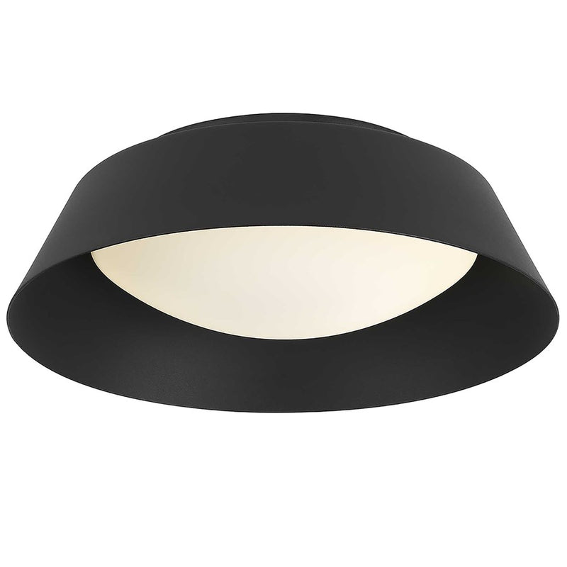 Alteck Pez 11in LED Outdoor Flush Mount | Contemporary Sand Black and Etched White Opal Glass | Porch & Patio | Model AFM0066-5CCT-W-BK
