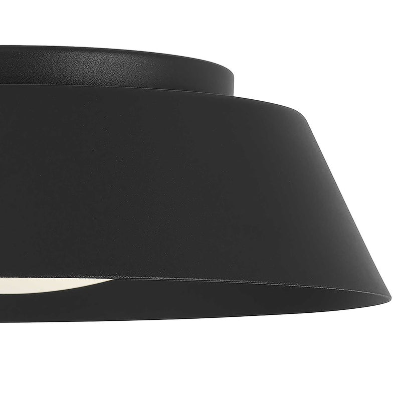 Alteck Pez 11in LED Outdoor Flush Mount | Contemporary Sand Black and Etched White Opal Glass | Porch & Patio | Model AFM0066-5CCT-W-BK