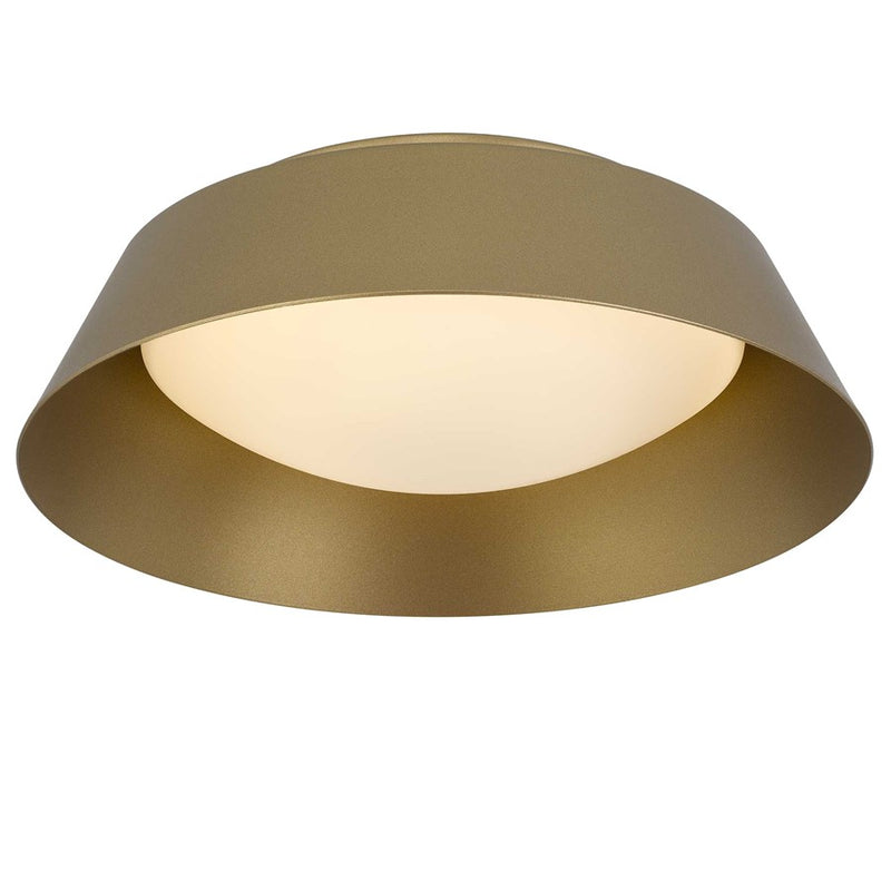 Alteck Pez 11in 1-Light Outdoor Flush Mount | Contemporary Painted Brass and Etched White Opal Glass | Entryway & Covered | Model AFM0066-5CCT-W-PB