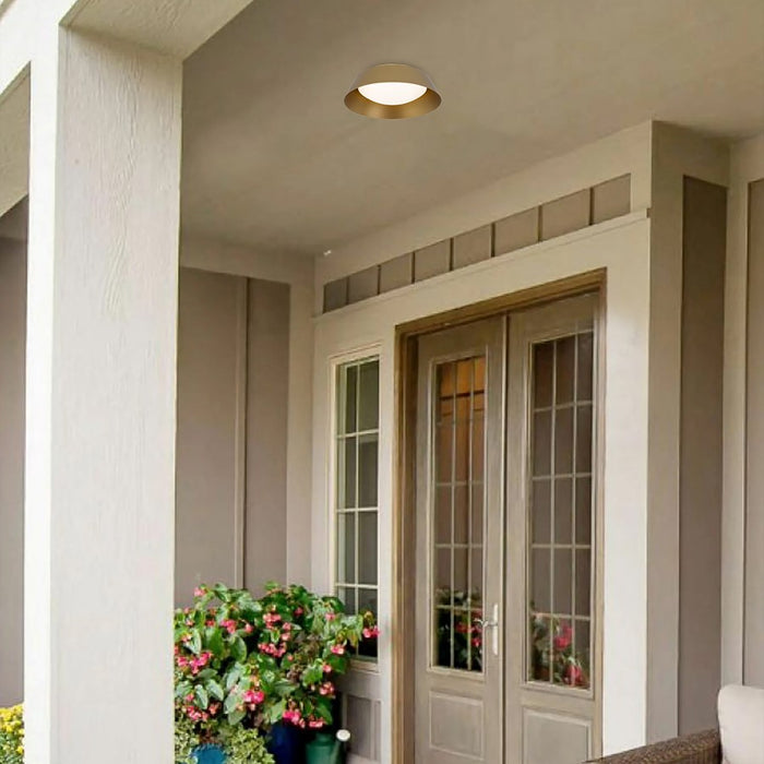 Alteck Pez 11" LED Outdoor Flush Mount, Painted Brass