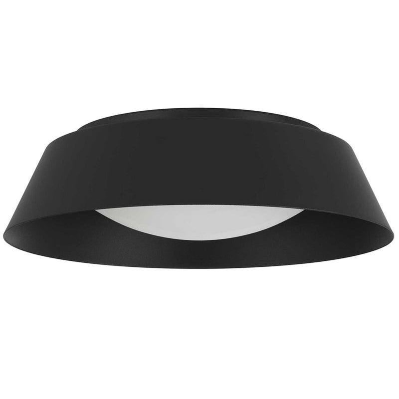 Alteck Pez 15in LED Outdoor Flush Mount | Contemporary Sand Black Aluminum and Etched White Opal Glass | Entryway & Covered | Model AFM0067-5CCT-W-BK