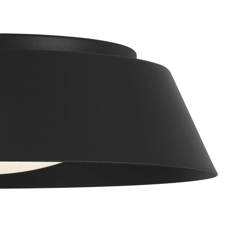 Alteck Pez 15in LED Outdoor Flush Mount | Contemporary Sand Black Aluminum and Etched White Opal Glass | Entryway & Covered | Model AFM0067-5CCT-W-BK