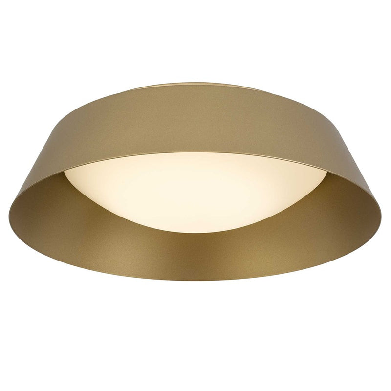 Alteck Pez 15in 1-Light Outdoor Flush Mount | Contemporary Painted Brass and White Opal Glass | Covered Patio & Entryway | Model AFM0067-5CCT-W-PB
