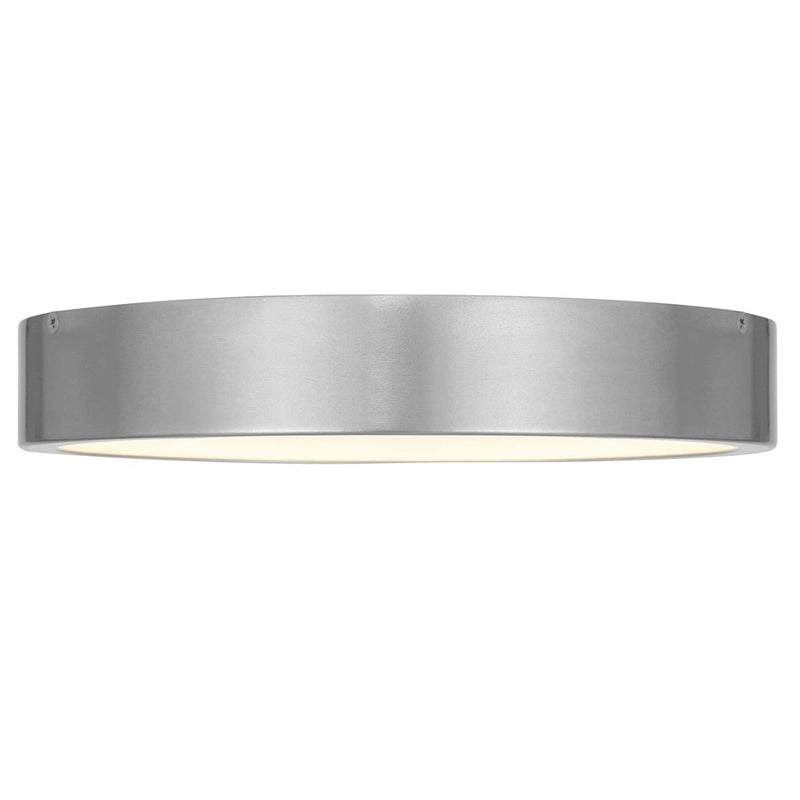 Alteck Stellar 11in 1-Light Outdoor Flush Mount | Contemporary Brushed Aluminum and Etched White Acrylic | Covered Patio | Model AFM0068-5CCT-W-BA