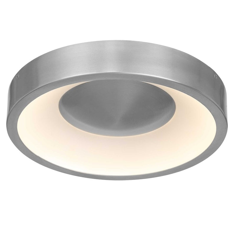 Alteck Stellar 11in 1-Light Outdoor Flush Mount | Contemporary Brushed Aluminum and Etched White Acrylic | Covered Patio | Model AFM0068-5CCT-W-BA