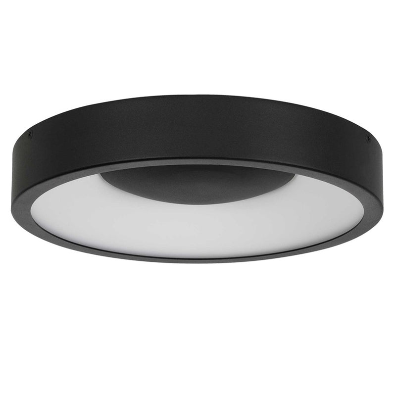 Alteck Stellar 11in 1-Light LED Outdoor Flush Mount | Contemporary Sand Black and Etched White Acrylic | Covered Patio | Model AFM0068-5CCT-W-BK