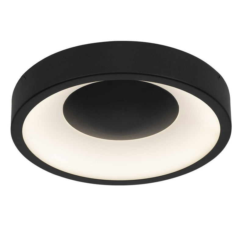 Alteck Stellar 11in 1-Light LED Outdoor Flush Mount | Contemporary Sand Black and Etched White Acrylic | Covered Patio | Model AFM0068-5CCT-W-BK