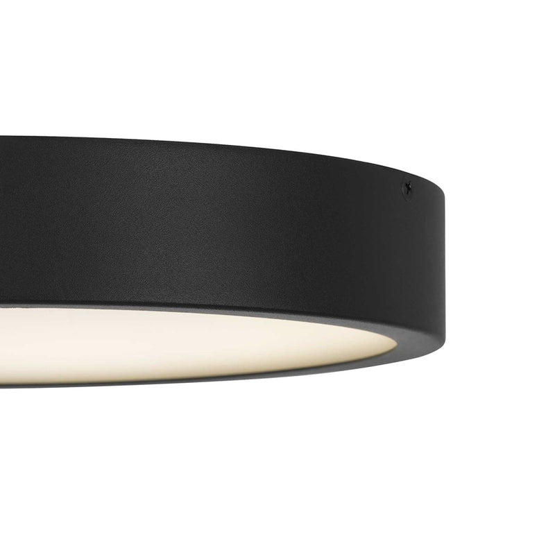 Alteck Stellar 11in 1-Light LED Outdoor Flush Mount | Contemporary Sand Black and Etched White Acrylic | Covered Patio | Model AFM0068-5CCT-W-BK