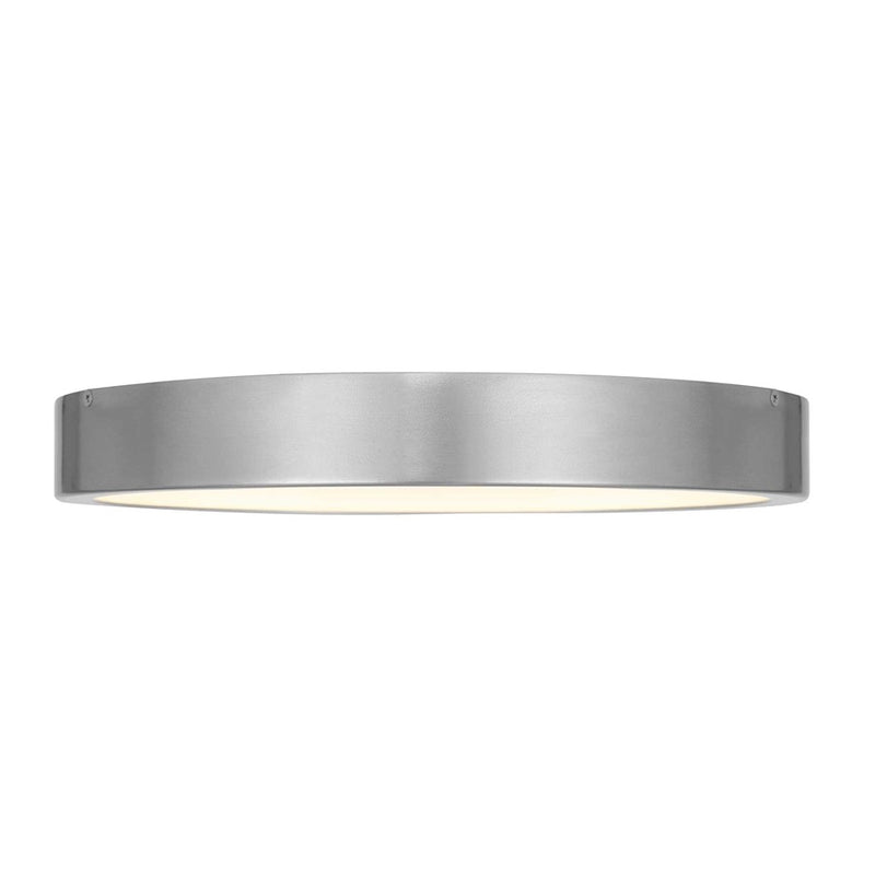 Alteck Stellar 14in 1-Light LED Outdoor Flush Mount | Contemporary Brushed Aluminum and Etched White Acrylic | Entryway | Model AFM0069-5CCT-W-BA
