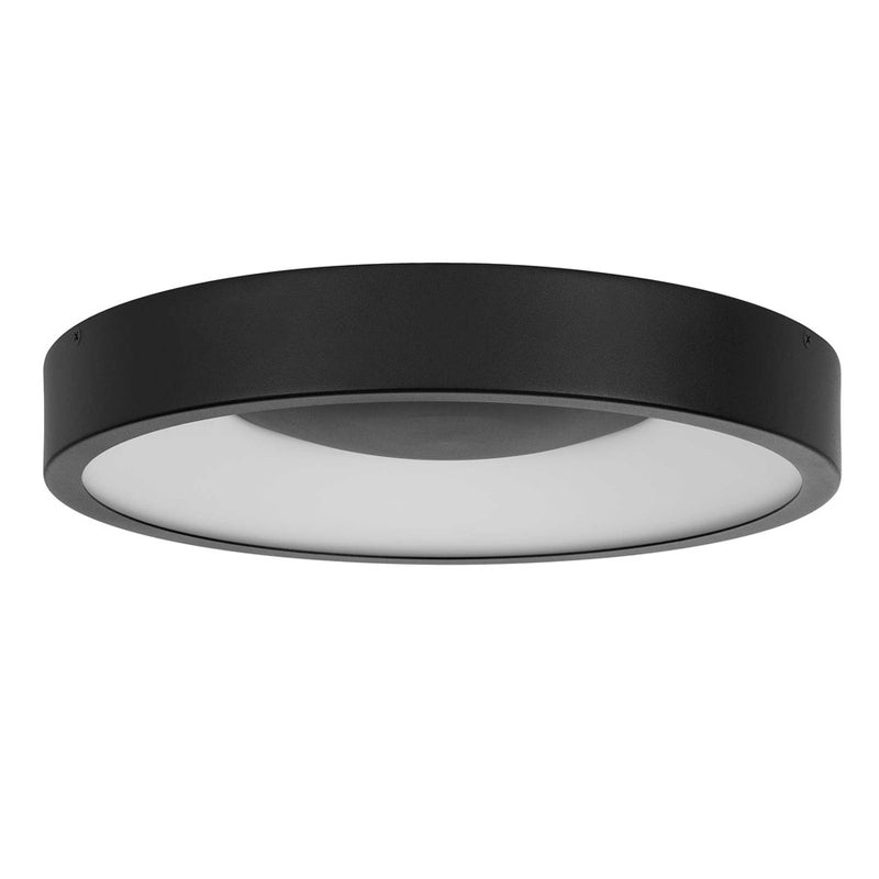 Alteck Stellar 14in 1-Light Outdoor Flush Mount | Contemporary Sand Black Aluminum and Etched White Acrylic | Porch | Model AFM0069-5CCT-W-BK