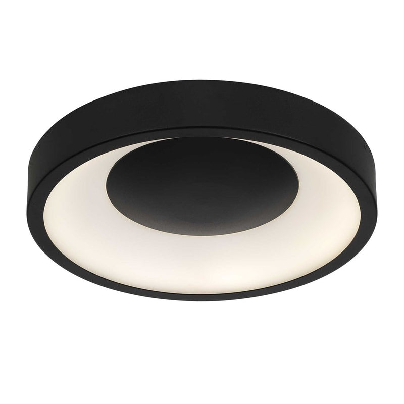 Alteck Stellar 14in 1-Light Outdoor Flush Mount | Contemporary Sand Black Aluminum and Etched White Acrylic | Porch | Model AFM0069-5CCT-W-BK