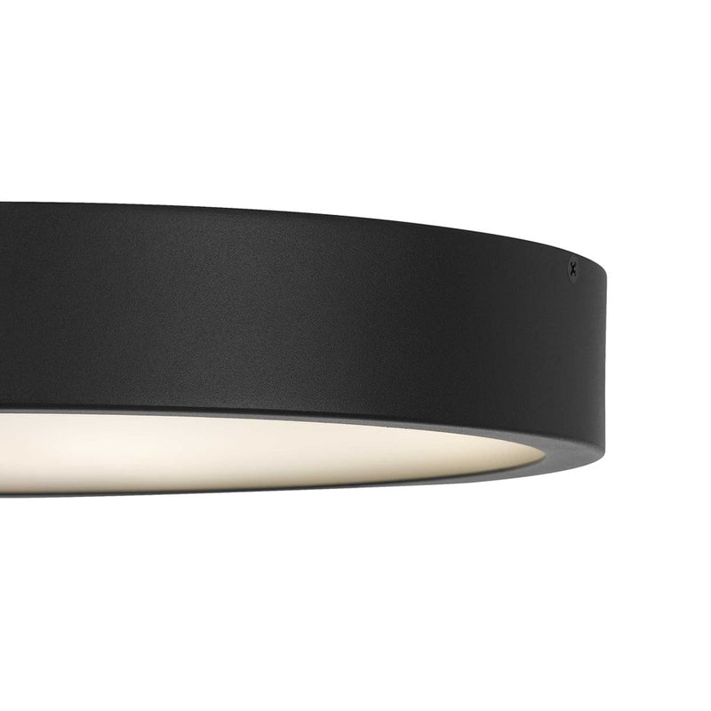 Alteck Stellar 14in 1-Light Outdoor Flush Mount | Contemporary Sand Black Aluminum and Etched White Acrylic | Porch | Model AFM0069-5CCT-W-BK