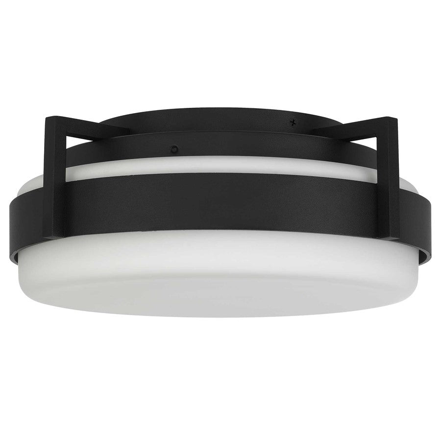Alteck Ted 12" LED Outdoor Flush, Black/Etched, Sand Black