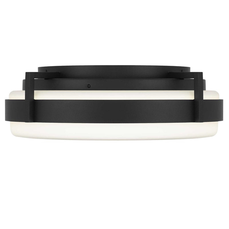 Alteck Ted 15in 1-Light Outdoor Flush Mount | Contemporary Sand Black Aluminum and Etched White Opal Glass | Entryway | Model AFM0086-5CCT-W-BK