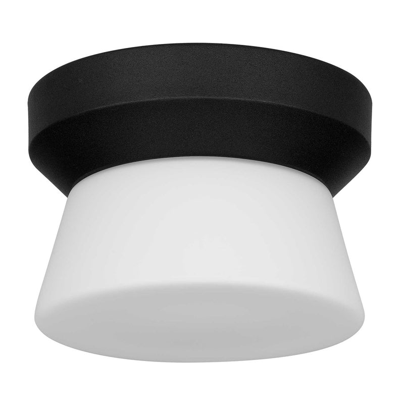 Alteck Skirt 7" LED Outdoor Flush, Black/Etched, Sand Black